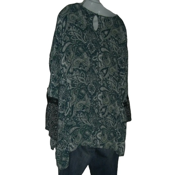 Cato Blouse Plus Sz Bohemian Boho Peasant Whimsy Coquette Crochet Bell Gauze 4X - Picture 7 of 14